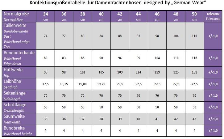 Grossentabelle Konfektionsgrossen Trachtenmode Motorradbekleidung German Wear Motorrad Trachtenmode Sport Bekleidung Schuhe