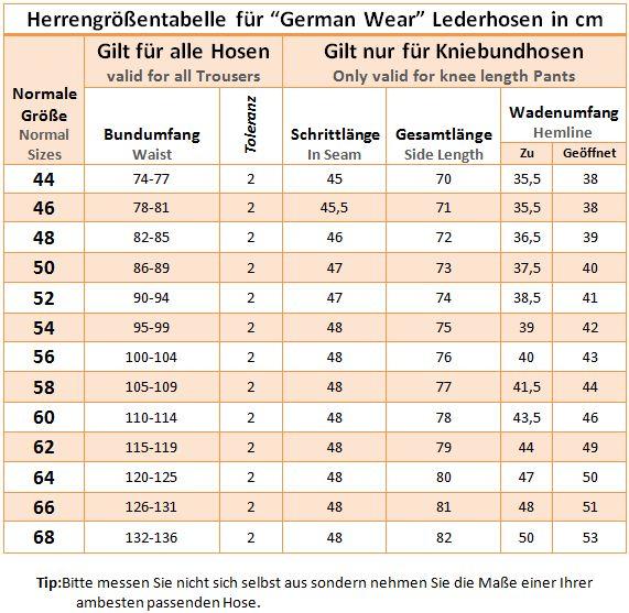 Grossentabelle Konfektionsgrossen Trachtenmode Motorradbekleidung German Wear Motorrad Trachtenmode Sport Bekleidung Schuhe