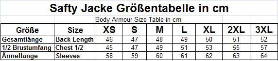 Protektoren Size Table German/EU Sizes von German Wear