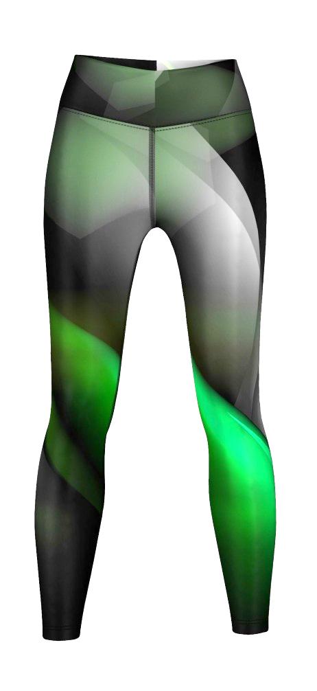 Glow Leggings sehr dehnbar für Sport, Gymnastik, Training, & Freizeit schwarz/grün